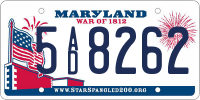 MD license plate 5AD8262