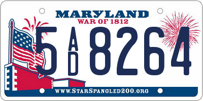 MD license plate 5AD8264