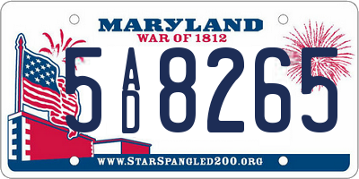 MD license plate 5AD8265
