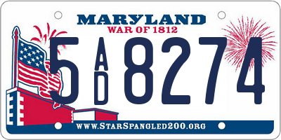 MD license plate 5AD8274