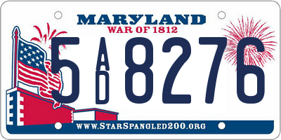 MD license plate 5AD8276