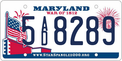 MD license plate 5AD8289
