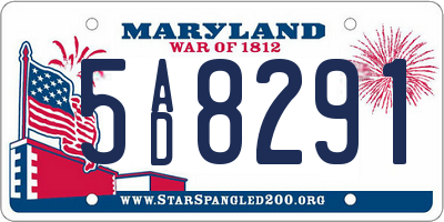 MD license plate 5AD8291