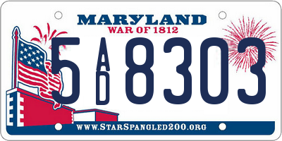 MD license plate 5AD8303