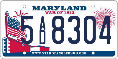 MD license plate 5AD8304