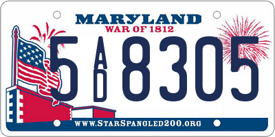 MD license plate 5AD8305