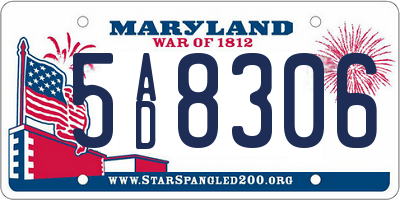 MD license plate 5AD8306