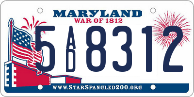 MD license plate 5AD8312