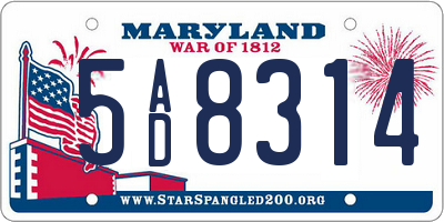 MD license plate 5AD8314