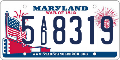 MD license plate 5AD8319