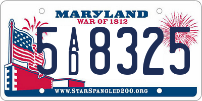 MD license plate 5AD8325