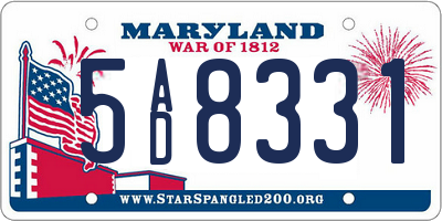 MD license plate 5AD8331