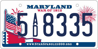 MD license plate 5AD8335