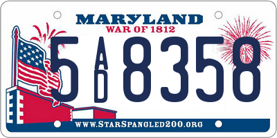 MD license plate 5AD8358