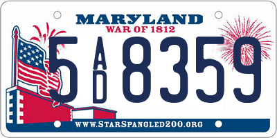 MD license plate 5AD8359