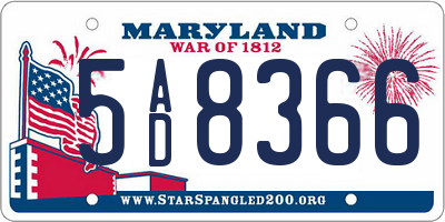 MD license plate 5AD8366