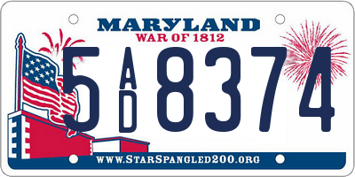 MD license plate 5AD8374