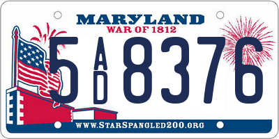 MD license plate 5AD8376