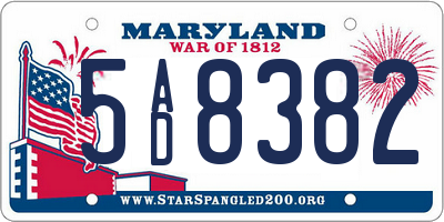 MD license plate 5AD8382