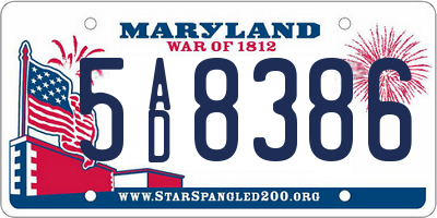 MD license plate 5AD8386