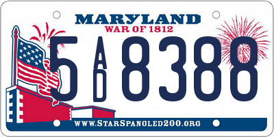 MD license plate 5AD8388