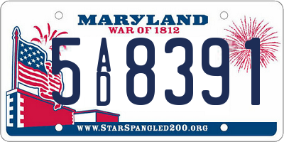 MD license plate 5AD8391