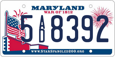 MD license plate 5AD8392