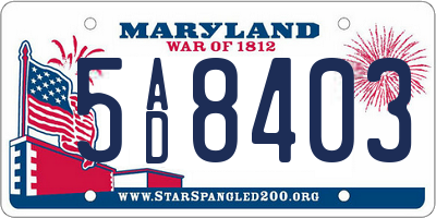 MD license plate 5AD8403