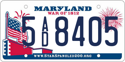 MD license plate 5AD8405