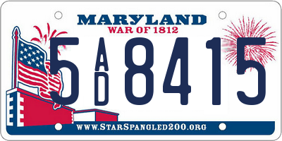 MD license plate 5AD8415