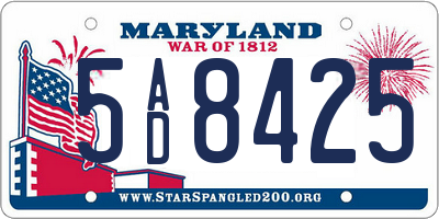 MD license plate 5AD8425
