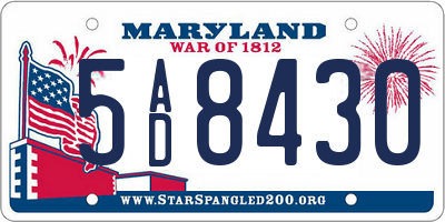 MD license plate 5AD8430