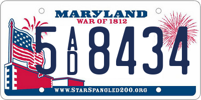 MD license plate 5AD8434