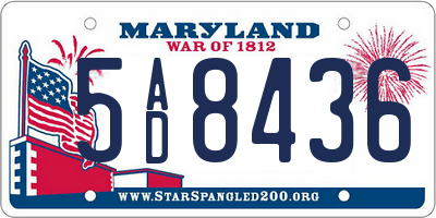 MD license plate 5AD8436