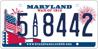MD license plate 5AD8442