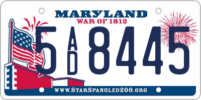 MD license plate 5AD8445