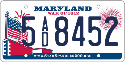MD license plate 5AD8452