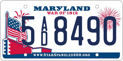 MD license plate 5AD8490