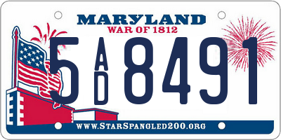 MD license plate 5AD8491