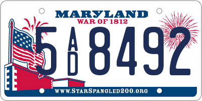 MD license plate 5AD8492