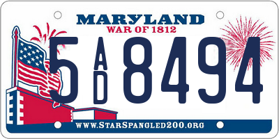 MD license plate 5AD8494