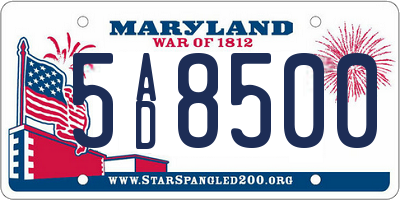 MD license plate 5AD8500