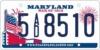 MD license plate 5AD8510