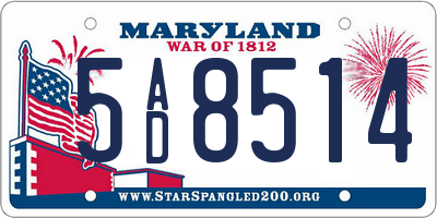 MD license plate 5AD8514