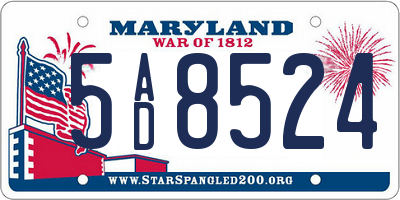 MD license plate 5AD8524