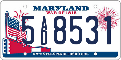 MD license plate 5AD8531