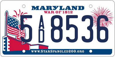 MD license plate 5AD8536