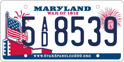 MD license plate 5AD8539