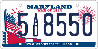 MD license plate 5AD8550