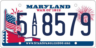 MD license plate 5AD8579